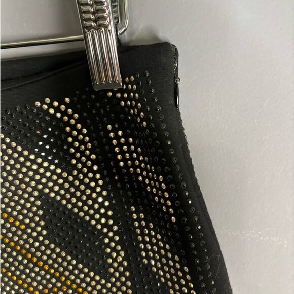 Romeo & Juliet Couture Black Gold and Silver Studded Mini Skirt Side Zipper Sm - Picture 3 of 6